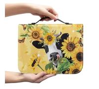 Ceudet Sunflower Cow Print Bible Case Bag for Women Bible Cover with Top Handle Carrying Church Bag Bible CoverMulti Size