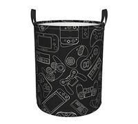 Ceudet Video Game Controller Background Round Laundry Hamper Gaming Gadgets Storage Basket Toys Clothes Organizer Bin For Home Bathroom Bedroom Dorm Nursery, 62L
