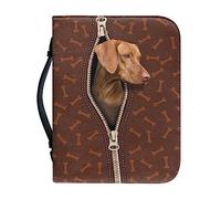 Ceudet Vizsla Dog Pattern Bible Covers for Women Men PU Leather Bible Bag Bible Carrying Case BibleBible Hand Bag with Handle Bible Accessories, XL
