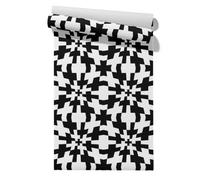 CEVAN Bedroom Wallpaper Cosy Plastic Covering Roll Geometric Art Modern Individuality Japanese Garden Hall Black and White Removable Contact Paper for Furniture 45x500cm