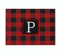 CEVAN Linen Make Your Own Placemat For Under Dining Table Checkered Letters Set Of 1, Wipe Clean Tablemats Non-Slip Heatproof & Quick Dry Daily Dining, 32x42cm