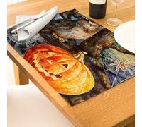 CEVAN Linen Outdoor Table Placemats The Meal Etiquette Matters Halloween Set Of 1, Heat Proof For Dining Dinner Wipe Clean Heat Resistant Kitchen, Restaurant & Office Dining, 32x42cm