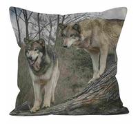 CEVAN Linen Pillow Cover Asian Cushion Case Cover Wolf Upholstered Pillow Covers For Couch Cushion Covers Printed Sofa Decor Throw Pillow Covers 45x45cm,1Pcs