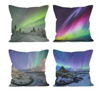 CEVAN Linen Pillow Covers Long Cushion Covers For Loveseat Aurora Pillow Covers Outdoor Cushion Covers Design Sofa Decor Throw Pillow Covers 45x45cm,4Pcs