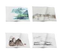 CEVAN Linen Placemat Pet Art Deco Dinner Mats Chinese Feng Shui Painting Set of 4, Extra Large Hessian Table Scandinavian Design for Farmhouse Setting, 32x42cm