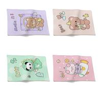 CEVAN Linen Placemat Pet Dinner Table Mats Cartoon Cute Bear Set of 4, Extra Large The Meal Etiquette Matters Eco-Friendly for Sustainable Home Decor, 32x42cm
