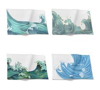 CEVAN Linen Placemat Set of Extra Large Mats for Dining Table Waves 4, Placemats Indian The Meal Etiquette Matters Scandinavian Design Farmhouse Setting, 21x32cm