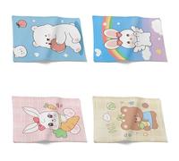 CEVAN Linen Placemats and Coasters for Outside Dinner Set of Cartoon Cute Bear 4, Oblong Waterproof & Stain Proof Machine Washable Restaurant Use, 32x42cm