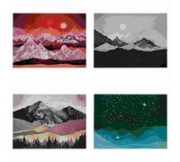 CEVAN Linen Small Non Slip Mat For Tray Placemat Table Eating Abstract Art Landscape Set Of 4, Design Your Own Outdoor Scandinavian Design Farmhouse Table Setting, 32x42cm