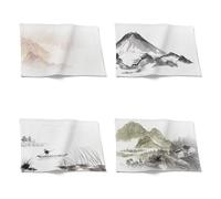 CEVAN Linen Table Tyke Placemat The Meal Etiquette Matters Chinese Feng Shui Painting Set of 4
