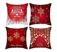 CEVAN Polyester Pillow Covers Rectangle Sofa Cushion Case Zipper Red Pillow Coversfor Sofa Outdoor Case Lounge Cushions Snowflake Stars Throw Pillow Covers Sofa Decor 40x40cm, 4Pcs