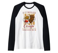 Cevapi Cuisine Frill Kitchen National Bosnian Serbian Food Raglan Baseball Tee