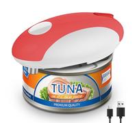 CEVING USB Rechargeable Electric Can Opener, One-Touch & Hands-Free, Red