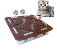 Ceweao Cat Scratch Puzzle Box | Felt Enrichment Labyrinth - with Ball and Play Box | For Play Area Home Behavior Training Alone Time After Eating Home