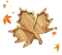 Ceweao Maple Leaf Charcuterie Wooden Tray with 3 Compartments | wood fall serving bowls for thanksgiving christmas kitchen farmhouse home living room party dinner picnic