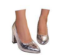 CEWIFO Elegant Pointed Toe Sparkly Sequin Evening Dress with Stiletto Heels Wedding Party Prom, Silver B, 8 UK