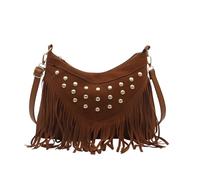 CEWIFO Women's Cowgirl Costume Boho Style Hippie Bag Y2k 70s Work Bag Shoulder Bag Retro Crossbody Saddle Bag Handbag with Fringes Carnival Costume Accessories, Brown #2, 26cmX6.5cmX19cm, tote bag