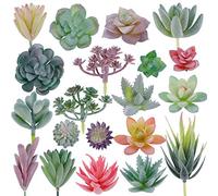 CEWOR 20pcs Artificial Flocked Succulent Plants for DIY Home Garden Arrangement Office Decoration