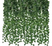 CEWOR 24 Pack 173ft Artificial Ivy Greenery Garland, Fake Vines Hanging Plants Backdrop for Room Bedroom Wall Decor, Green Leaves for Jungle Theme Party Wedding Decoration