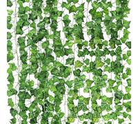 CEWOR Artificial Ivy Leaves Green Garlands Hanging Plant for Wedding Party Garden Wall Decor 14 Pieces