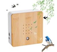 CEWROM Bird Chirping Box Motion Sensor with Wall Mount, Invisible HF Motion Sensor Bird Sounds Light, Bamboo Solid Wood Front Bird Singing Nature Sounds Forest Atmosphere Soundbox