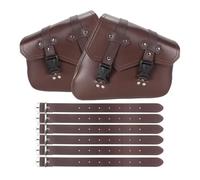 CEWSUIO Motorcycle Saddle Bag Compatible with Cruiser Motorcycle Saddle Bags PU Tool Bag W/Water Bottle Holder Luggage Waterproof Storage Accessories