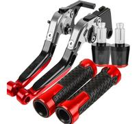 CEWSUIO Rider Control Compatible with for Z800 for Z800E for Version 2013 2014 2015 2016 2017 Motorcycle Adjustable Brake Clutch Lever Handlebar Grips Ends(Silver-red)