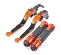 CEWSUIO Rider Control Compatible with Suzuki for Hayabusa for GSXR1300 for GSX1300R 1999-2007 2006 2005 Motorcycle Adjustable Brake Clutch Levers Handlebar Grips(Black-Orange)