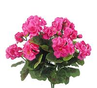 CEWUDA 2 Pcs Artificial Geraniums Outdoor Silk Flowers Rose Red Artificial Geranium Bush Faux Flowers Red Geraniums for Floral Home Decor Indoor Garden Patio Grave Cemetary Vase Table Centerpiece