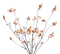CEWUDA 4 Pcs Artificial Greenery Stems Plants 35.4" Faux Branches for Vase Filler Fake Ficus Twig Plants Orange Leaves for Home Office Party Wedding Shop Autumn Fall Decoration