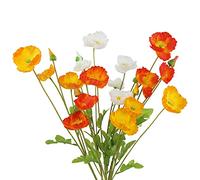 CEWUDA 6 Pcs Artificial Poppy Flowers Silk Flower Poppy with Stems Real Touch Faux Poppies Spring Flowers for Home Kitchen Wedding Fall Decoration Floral Arrangement Table Centerpiece