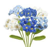 CEWUDA 6 Pcs Crochet Flowers Bulk Forget Me Not Crochet Flower Gifts Blue Handmade Crocheted Flowers Bouquet DIY Home Decor for Mother's Day Birthday Wedding Women Moms Wives Friends
