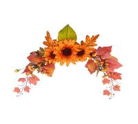 CEWUDA Fall Swag Artificial Flowers for Autumn Decoration Orange Artificial Sunflowers Maple Leaf Hanging Floral Swag Wedding Arch Garland Wreath for Front Door Wall Decor Halloween Thanksgiving