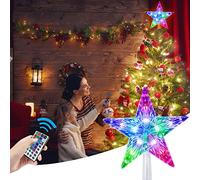 Cewuidy Christmas Star Tree Topper, 9.5inch 10LED 21 Light Modes Multicolour with Versatile Remote Controller 3AA Battery Powered Great Accessory for Xmas Tree Decorating（Indoor and Outdoor ）