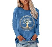 Cexiakong Carnival Women's Western Cowgirl Long Sleeve Shirts Vintage Country Music Autumn T-Shirt Hiking Travel Sweatshirt Tees Tops Tree of Life Celtic Nordic Long Sleeve Shirt Black, sky blue, XXL