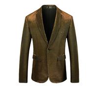 Cexiakong Glitter Jacket Men's Golden Wedding Party Sequin Blazer Size Suit Wedding Dress Groom Tuxedo Jacket New Year's Eve Party Shiny Suit Jacket Club Outfit Carnival, gold, XXL