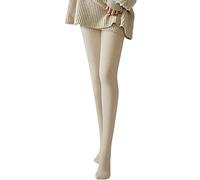 Cexiakong Knitted Tights Women's Knitted Tights without Fleece Elastic High Waist Leggings Cable Knit Knitted Tights Soft Warm Pantyhose Dance Tights Fine Tights, O Beige, One size