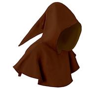 Cexiakong Medieval Waterfall Hat Halloween Outfite Wicca Pagan Hood Party Outfite Hooded Poncho Hood Witch Cowl Hat Halloween Props Robe Short Cape Outfit Carnival, Brown 2, One size