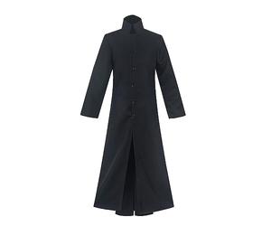 Cexiakong Men's Black Military Coat with Stand-Up Collar Matrix Neo Party Outfit Jacket Long Trench Coat Roman Clergy Soutane Pulpit Outfit Vestment Pastor Church Carnival Viking, black, 3XL