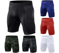 Cexiakong Men's Compression Shorts, Quick-Drying Base Layer Tights, Sports Underpants for Tight, Dry and Breathable Cycling Shorts, Sports Shorts with Mobile Phone Pocket, Leisure, black, M