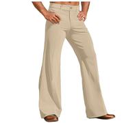 Cexiakong Mens Corduroy Pants Vintage Style Bell Bottom 70s Disco Stretchy Flared Pants Suitable for 60s-70s Mens Jeans with Bell Bottom Casual Solid Color, khaki, 3XL