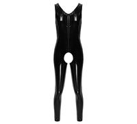 Cexiakong Men's Latex Jumpsuit in Latex with Zip, Lingerie Men's Jumpsuit Party Clubwear Latex Similar Men's Catsuit Patent Leather Overall Overalls, black, 6XL