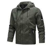 Cexiakong Men's Winter Waterproof Outdoor Jacket Warm Fleece Lining Ski Raincoat with Rain Jacket Lightweight Leisure Jacket Packable Wind Jacket Bicycle Raincoat Waterproof Winter Jacket, Green, 6XL