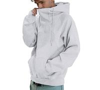 Cexiakong Ninja Hoodie Men's Harajuku Pullover with Hood Vintage Double Neckline Hoodie Oversized Fleece Sweatshirts Streetwear Hoodie Hip Hop Shawl Collar Turtleneck Pullover Autumn Winter, beige, L