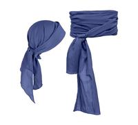 Cexiakong Proumhang Pirate Accessories Set Pirate Headband Waist Belt Pirate Captain Medium Large Sash Desert Prince Sash Pirate Headscarf Bandanas Party, blue, One Size