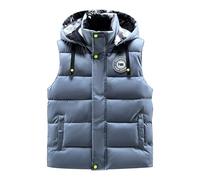 Cexiakong Quilted Vest Men's Cotton Comfortable Vest Men's with Hood Outdoor Jacket with Zippers Running Vest Multi Pocketed Sleeveless Jacket Casual Transition Vest Thick Down Vest Comfortable, blue,