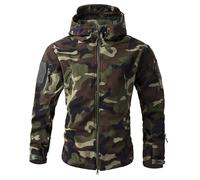 Cexiakong Winter Jacket Men's Softshell Jacket Tactical Coat with Hood Zip Breathable Outdoor Jacket Fishing Hunting Jacket Work Jacket Trekking Transition Jacket Military Jacket Coat, Army Green, 3XL