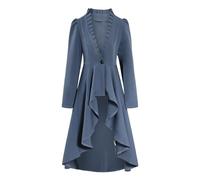 Cexiakong Women's Gothic Steampunk Jacket Long Coats Vintage Party Festive Tuxedo Jacket Halloween Costume Renaissance Victorian Long Waistcoat Jacket Gothic Steampunk Jacket Top Viking, blue, XL