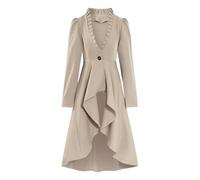 Cexiakong Women's Gothic Steampunk Jacket Long Coats Vintage Party Festive Tuxedo Jacket Halloween Costume Renaissance Victorian Long Waistcoat Jacket Gothic Steampunk Jacket Top Viking, khaki, XXL