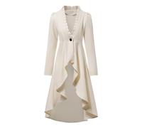 Cexiakong Women's Steampunk Victorian Jacket Coat Medieval Vintage Gothic Tailcoat Long Sleeve Tuxedo Shirt Renaissance Victorian Long Waistcoat Jacket Gothic Steampunk Jacket Top, White, L